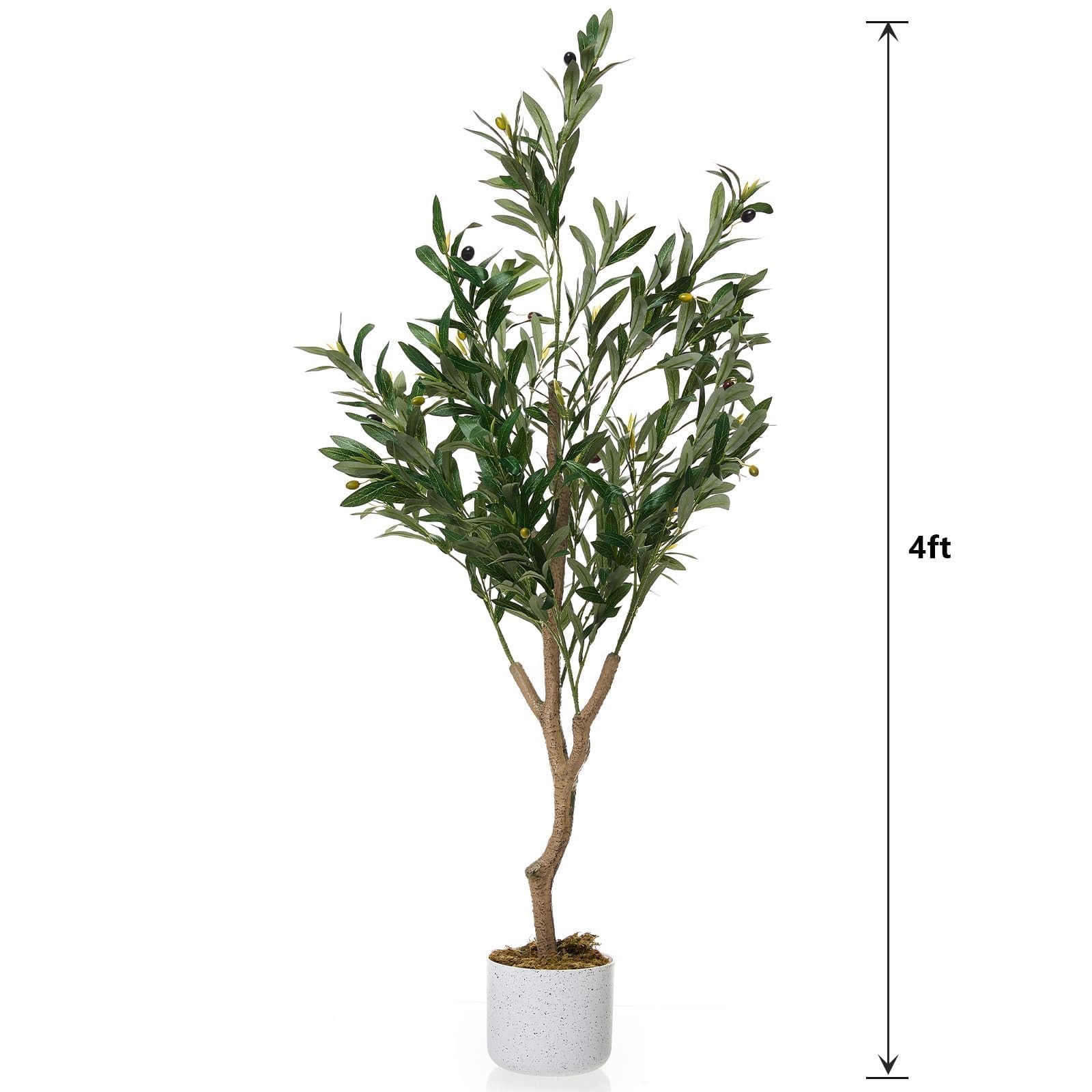 4FT Artificial Olive Tree Realistic Faux Tree Tall Fake Floor Plant w/pot Fruit