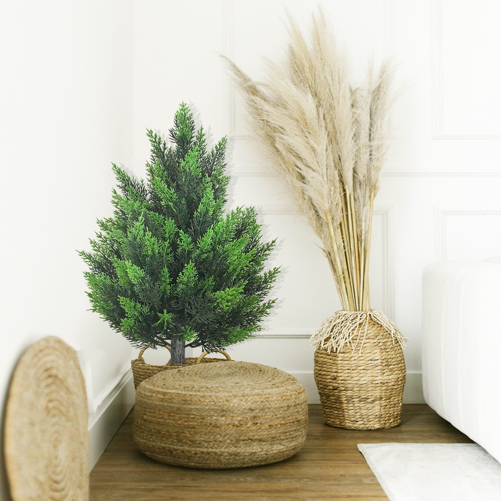 2 Pack 60 cm Artificial Cypress Tree with Ground Stake Outdoor Lawn Garden Decor
