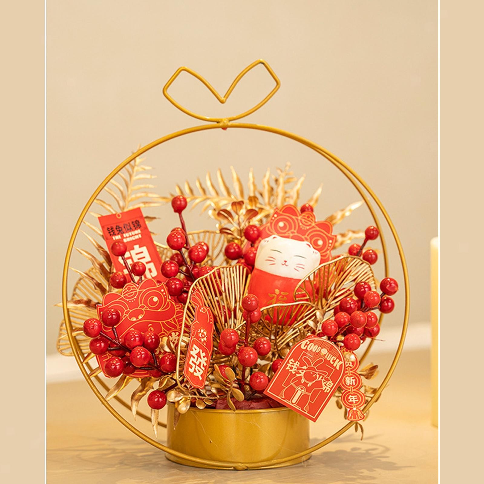 Chinese Flower Iron Basket Spring Festival Decoration Accessories Wedding Party