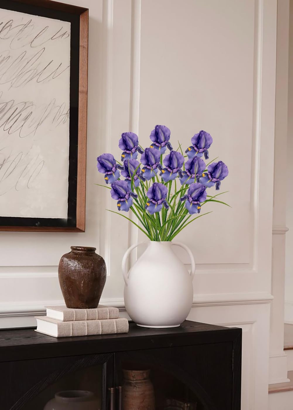 Iris Flowers Artificial 5 Pcs Real Touch Long Stems Iris Flowers 23.6″ Silk Iris