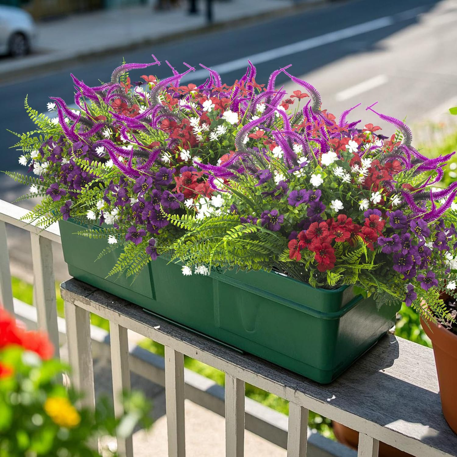 20Pcs Artificial Flowers for Outdoor UV Resistant & Waterproof, Realistic Fade-P