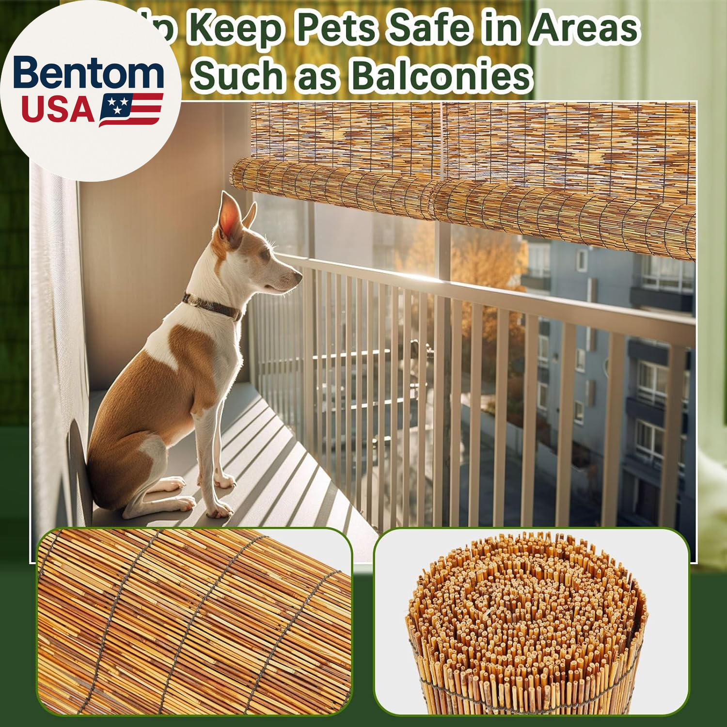 3 Pcs 3 X 16.4 Ft Reed Fence Roll, 85% Shade Bamboo Privacy Screen, Natural Deco