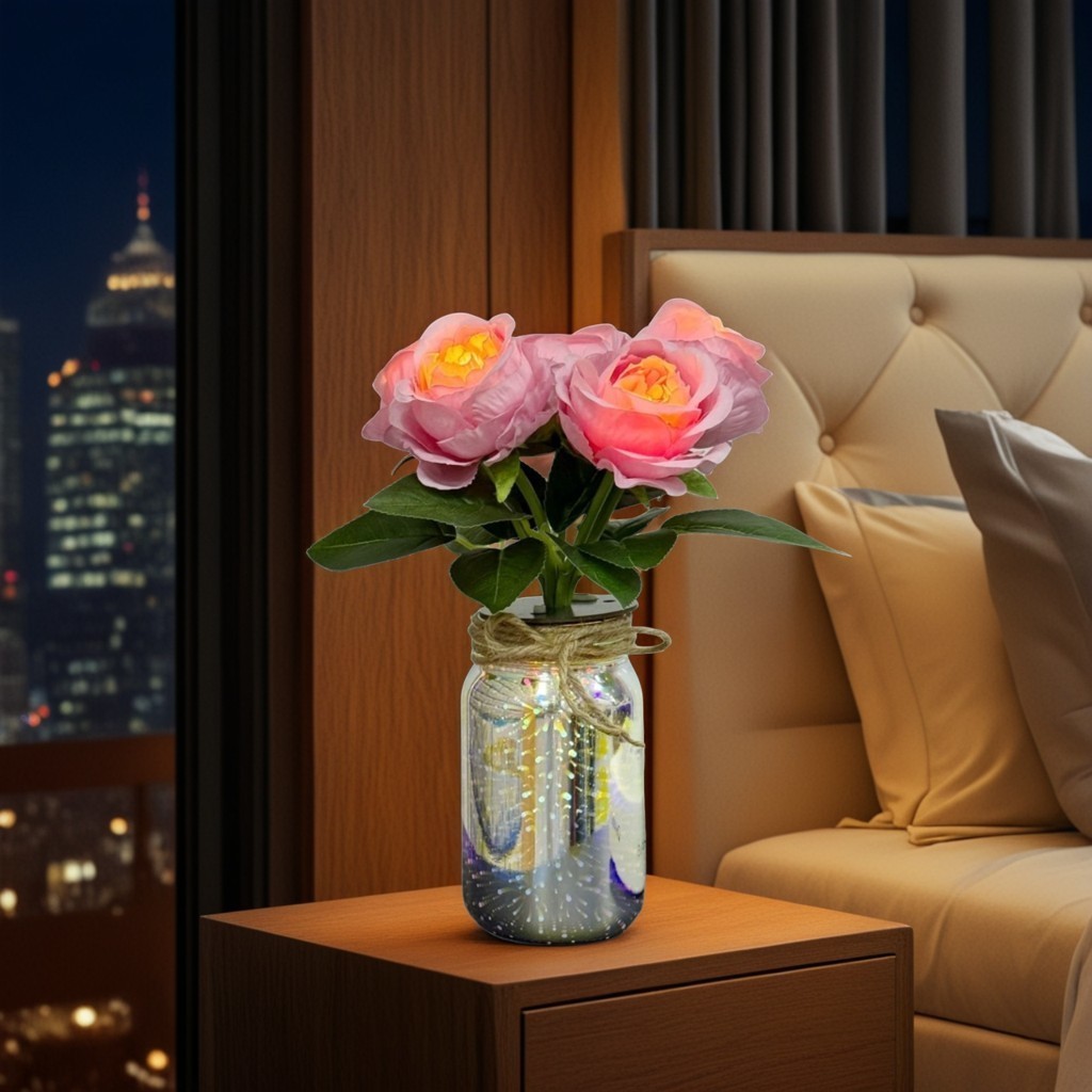 Artificial Flowers USB Charge Small Night Light Rose Table Decor Romantic Gifts