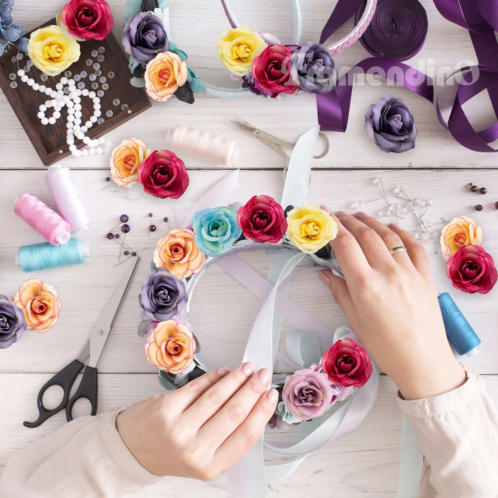 174 Pack Mini Flower Heads Small Silk Fake Rose Daisy Tiny Artificial Head For H