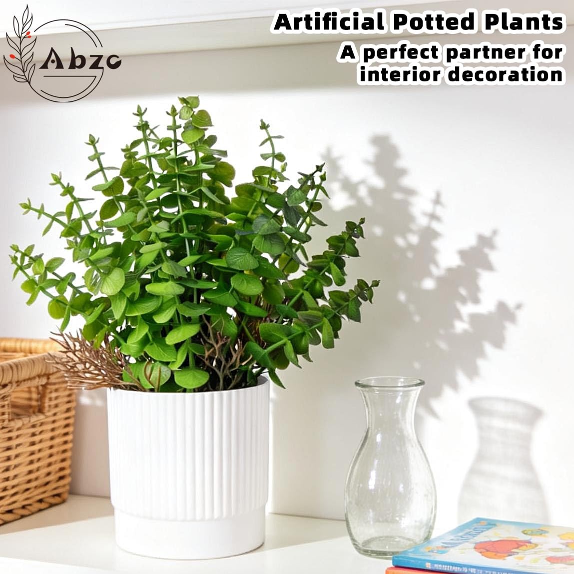 2 PCS Artificial Fake Potted Plastic Plants Table Desk Home Office Decor