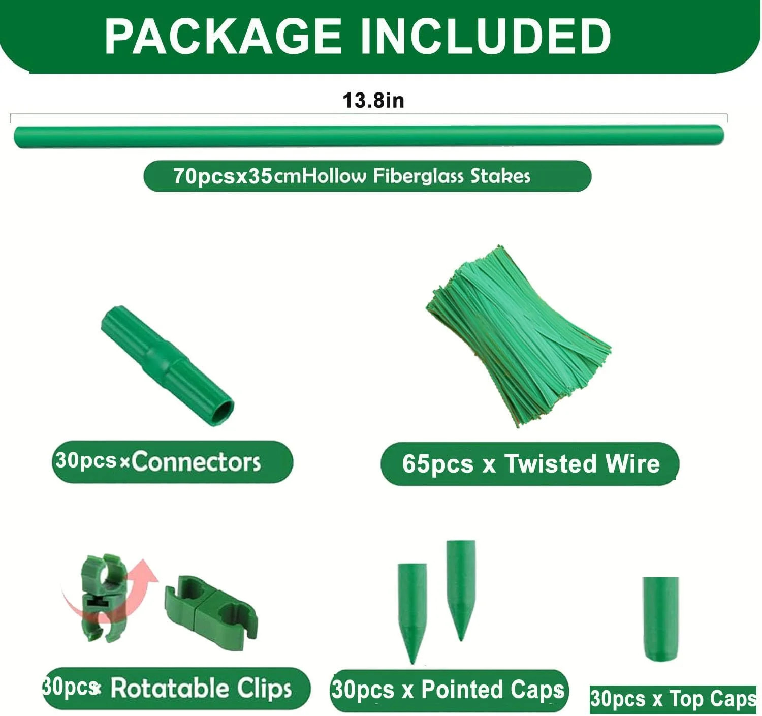 70Sets Garden Stakes Set 255pcs with 14 Inch Plant Sticks and Stake Arms, DIY 4f