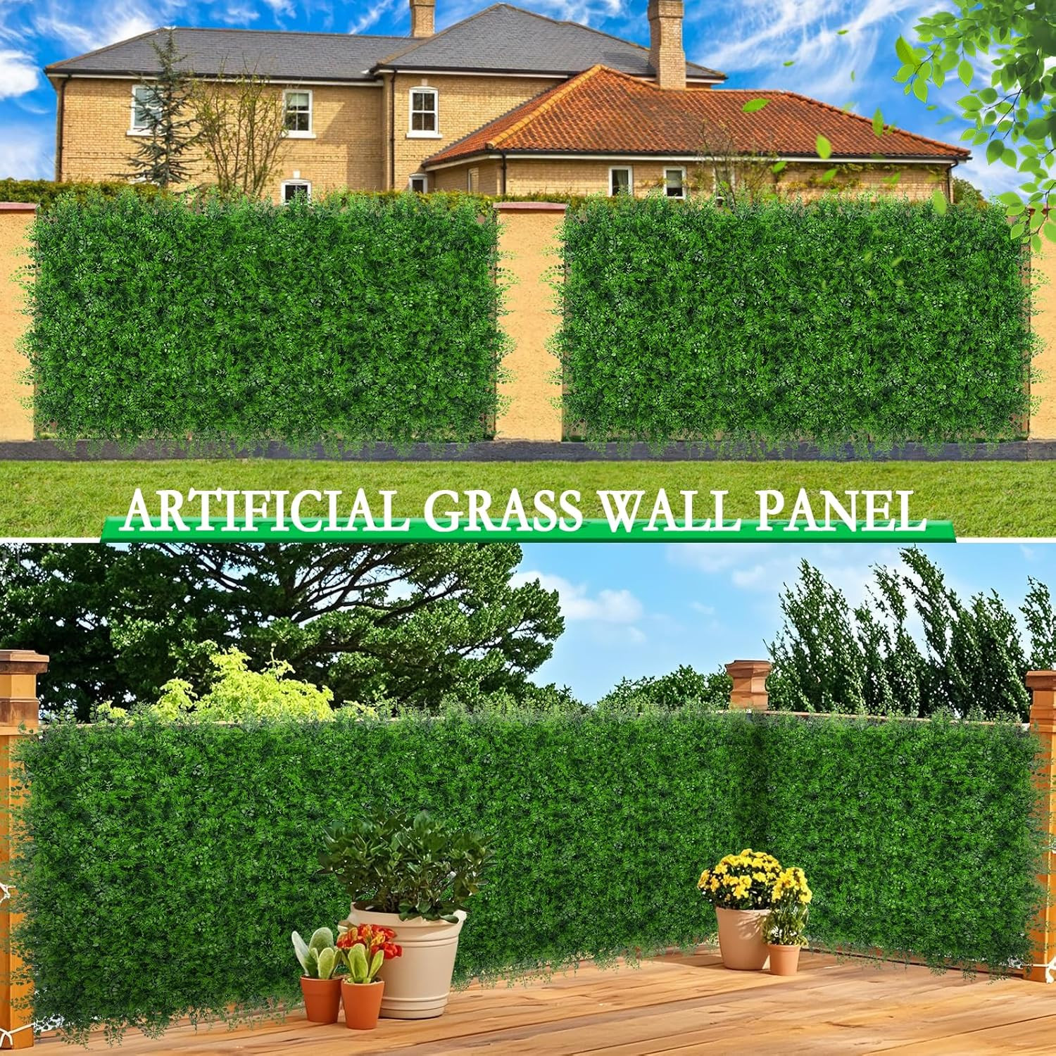 12Pcs 20”x20” Artificial Grass Wall Panels for Indoor/Outdoor Decor