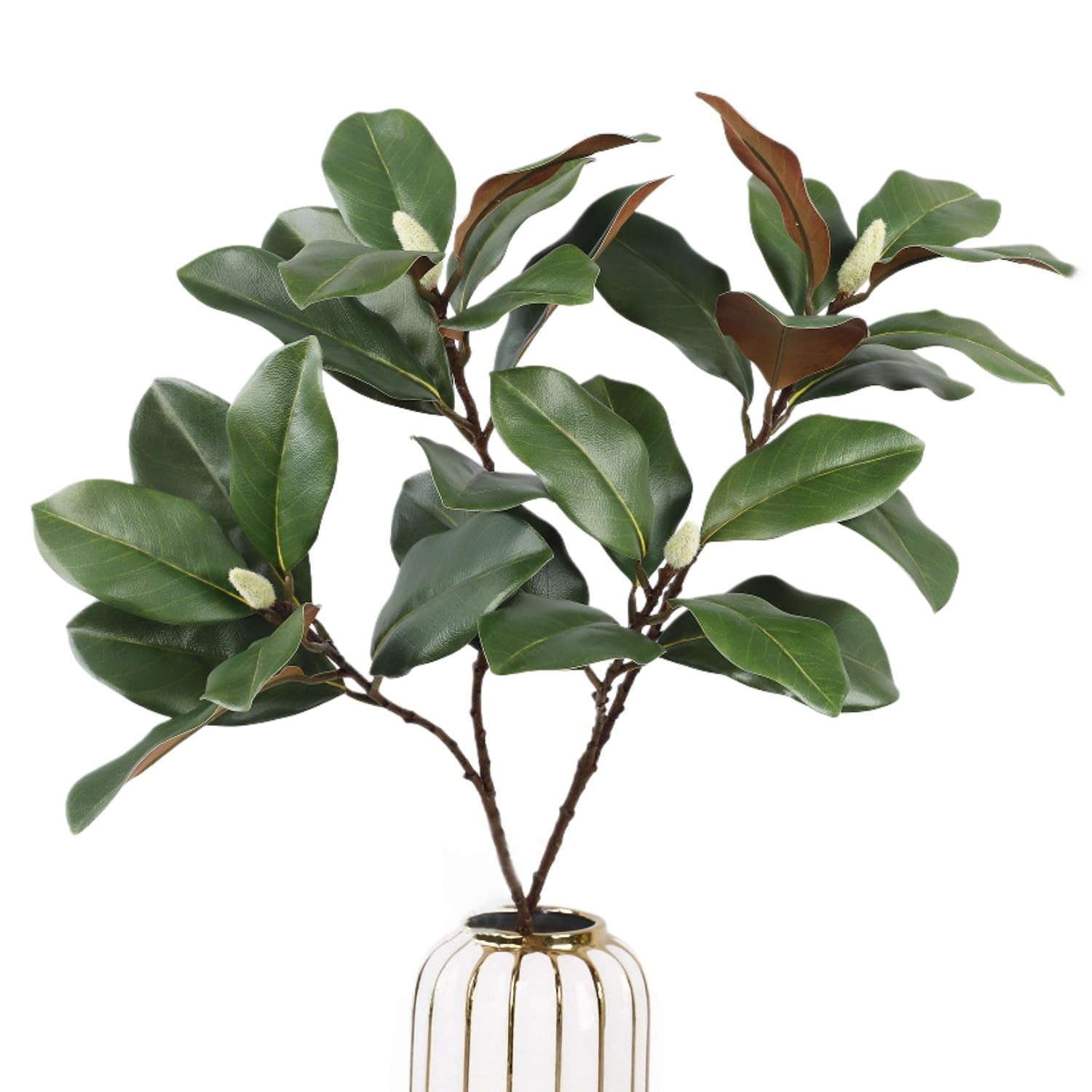 Artificial Magnolia Leaves Branches 27.5″ Magnolia Stems 3D Fake Magnolias Le…
