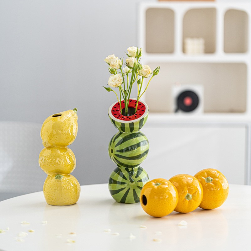 Ceramic Fruit Flower Holder Nordic Style Desk Decor Vase Centerpiece
