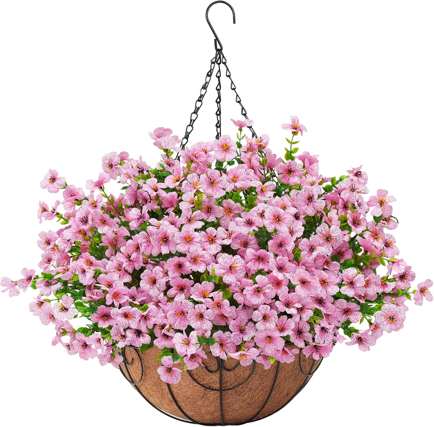 Artificial Faux Hanging Flowers Plants Basket for Outdoors outside Spring Summer