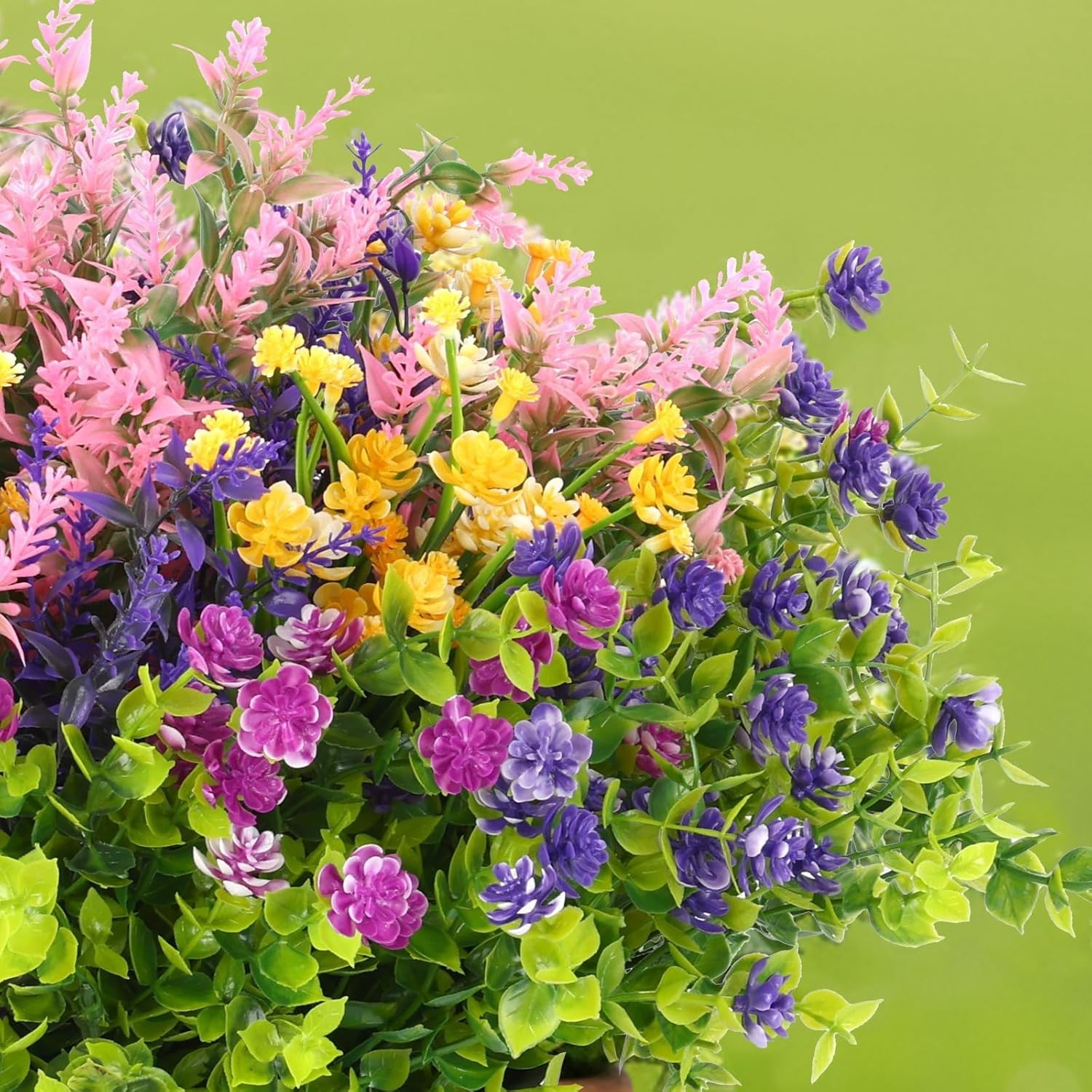 Lifelike UV Resistant Silk Flowers – 24 Bundles for Indoor & Outdoor Elegance