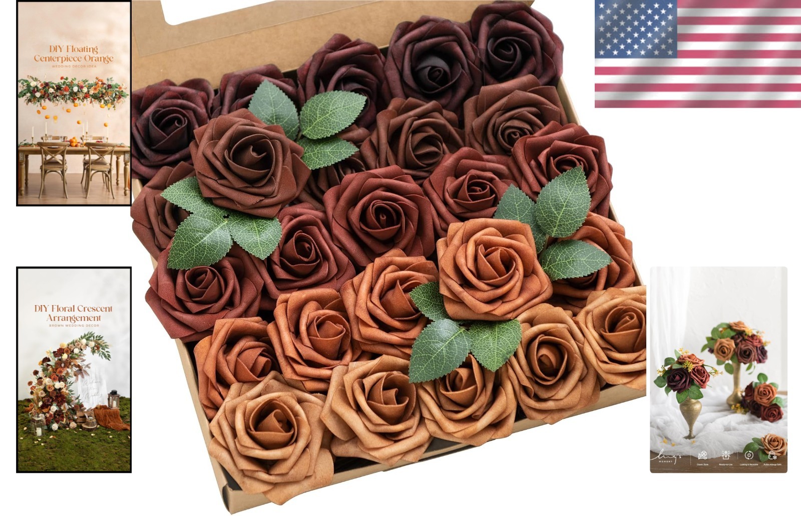 Realistic Artificial Roses – Terracotta Shade, 25Pcs