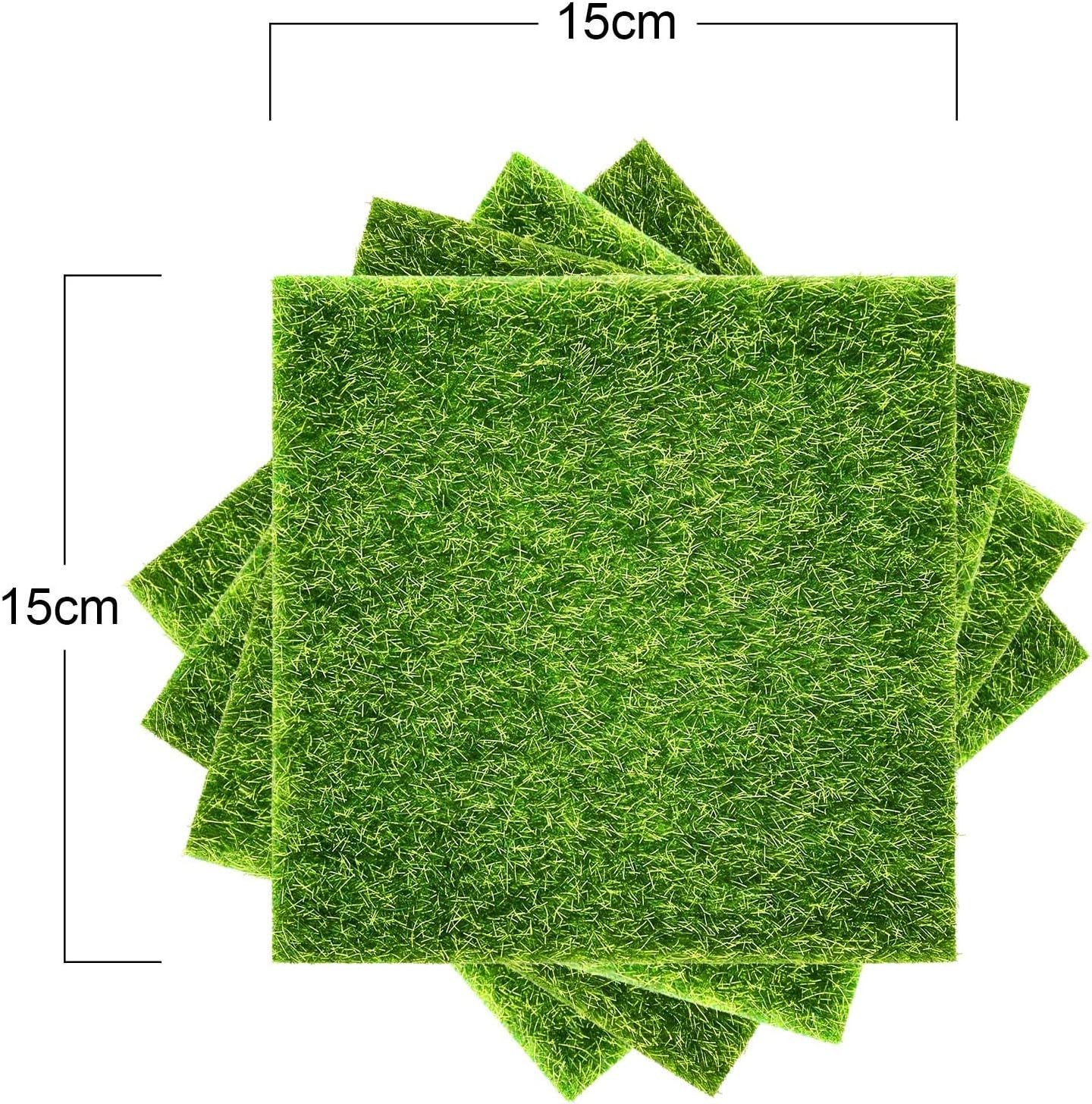 4 Packs Artificial Grass Mats 6×6 Inch Fake Turf Decor for DIY Dollhouse Fair…