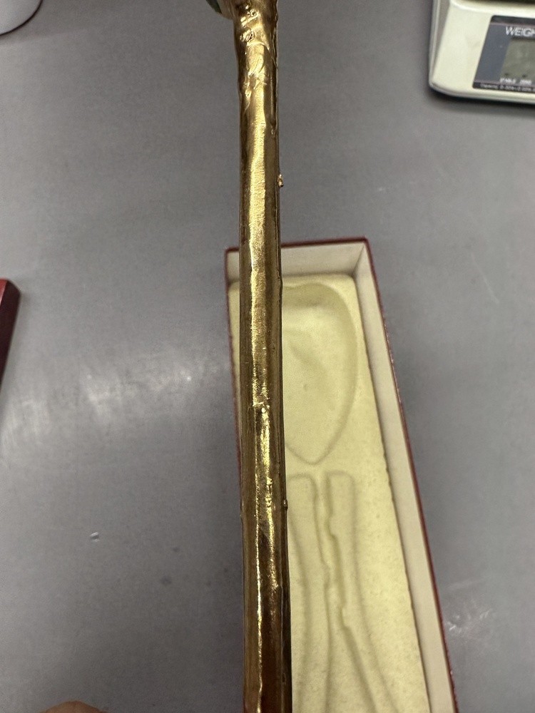 LIVING GOLD REAL ROSE DIPPED IN 24K GOLD RED BOXED Vintage