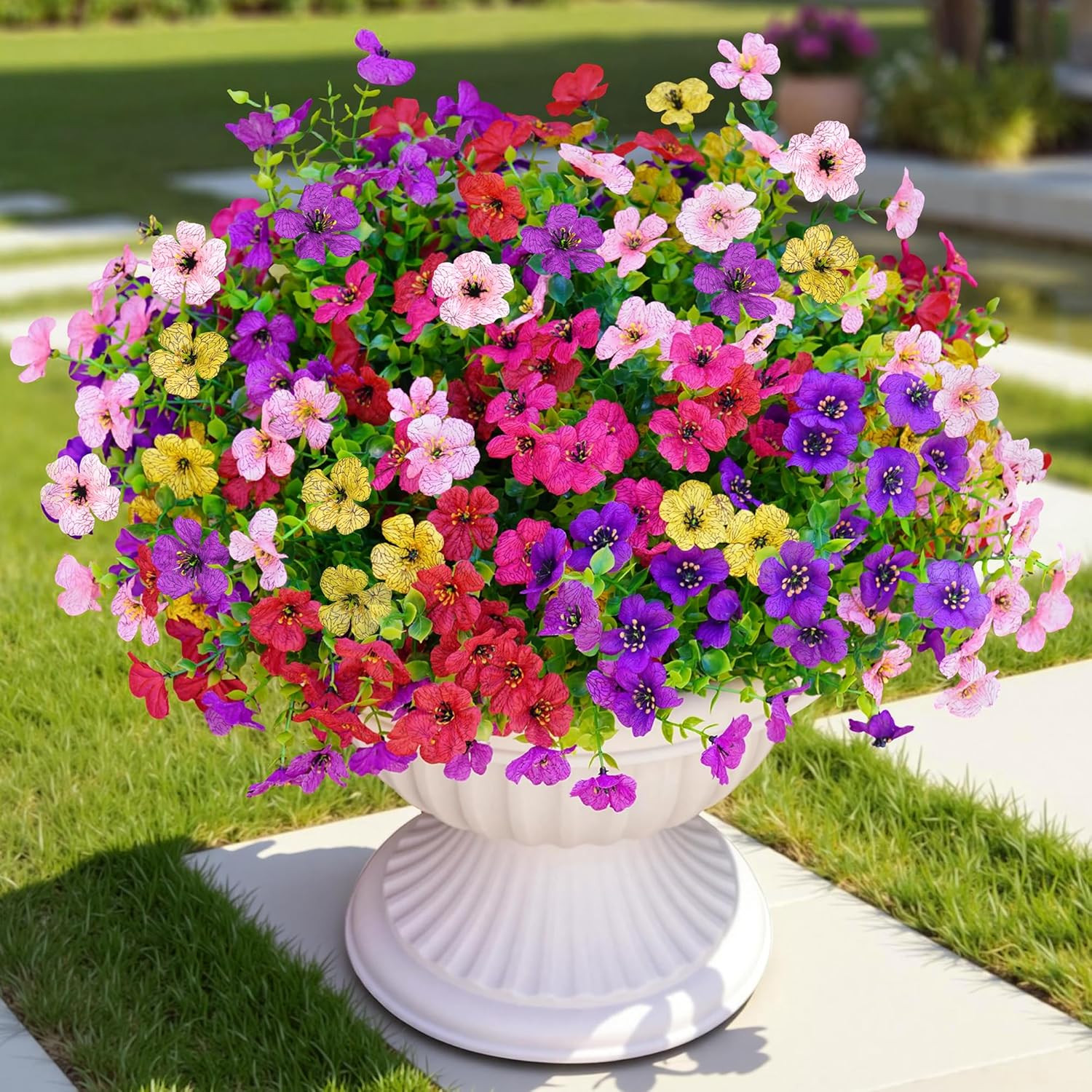 Artificial Faux Flowers Plants for Outdoors outside Spring Summer Decoration,12