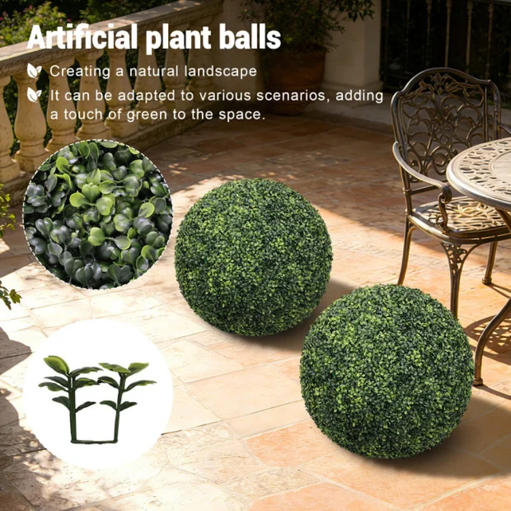 22.4IN Dark Artificial Topiary Balls Outdoor Faux Boxwood Large Decorative