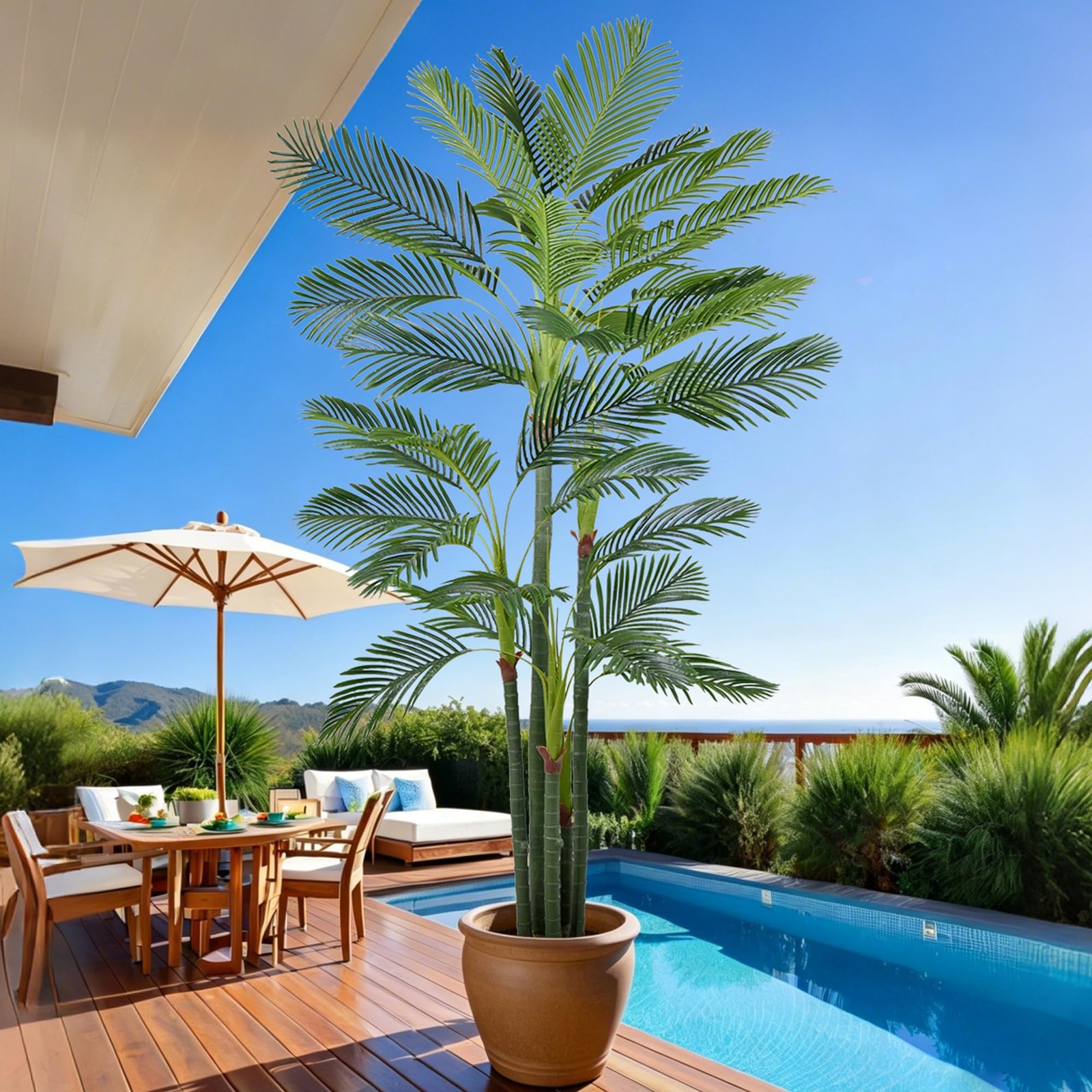 Artificial Palm Tree 9FT(108in) Tall Faux Tree with Large Trunks and 35 Reali…