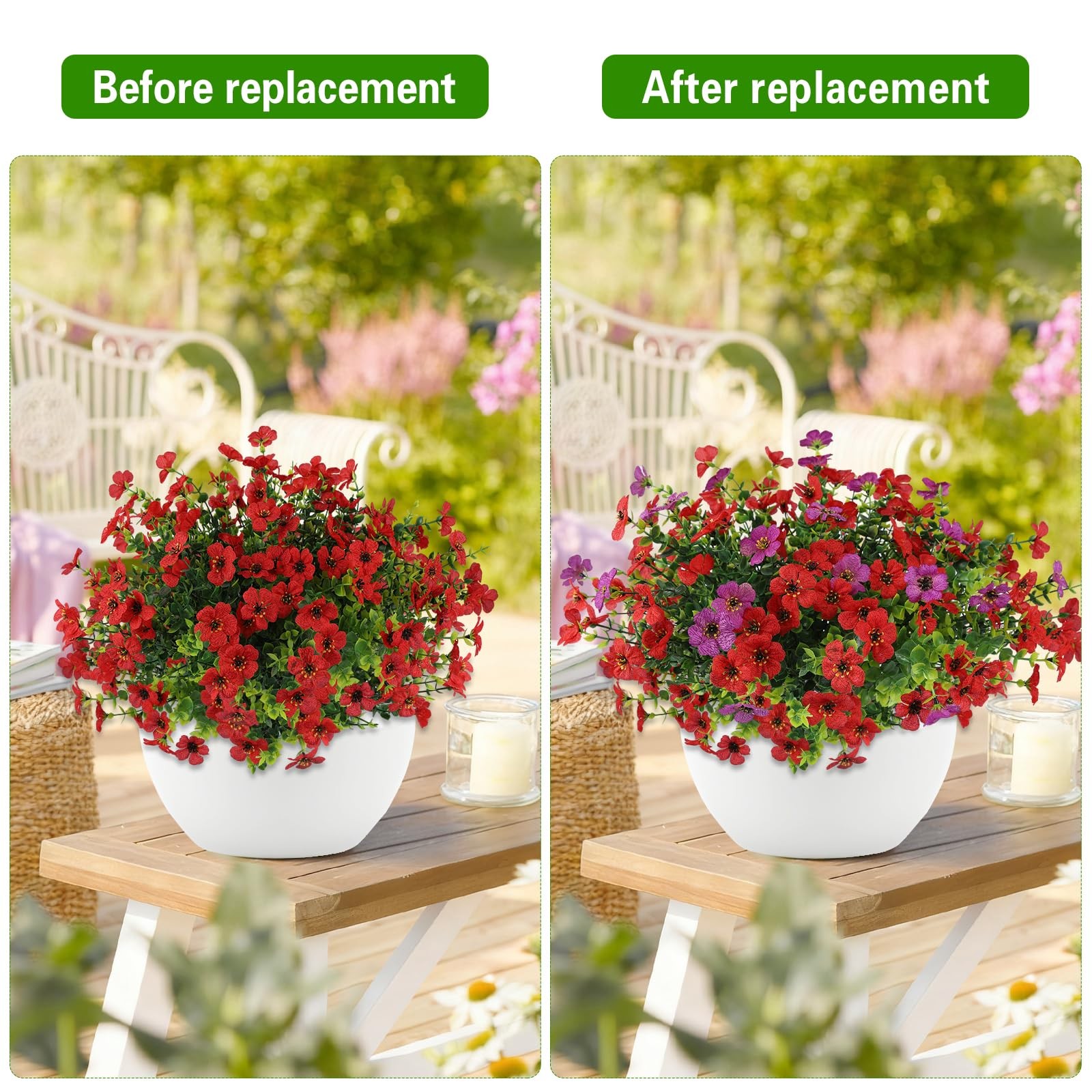 50 PCS Red Violet Artificial Flower Heads For Crafts Detachable Silk Fake DIY