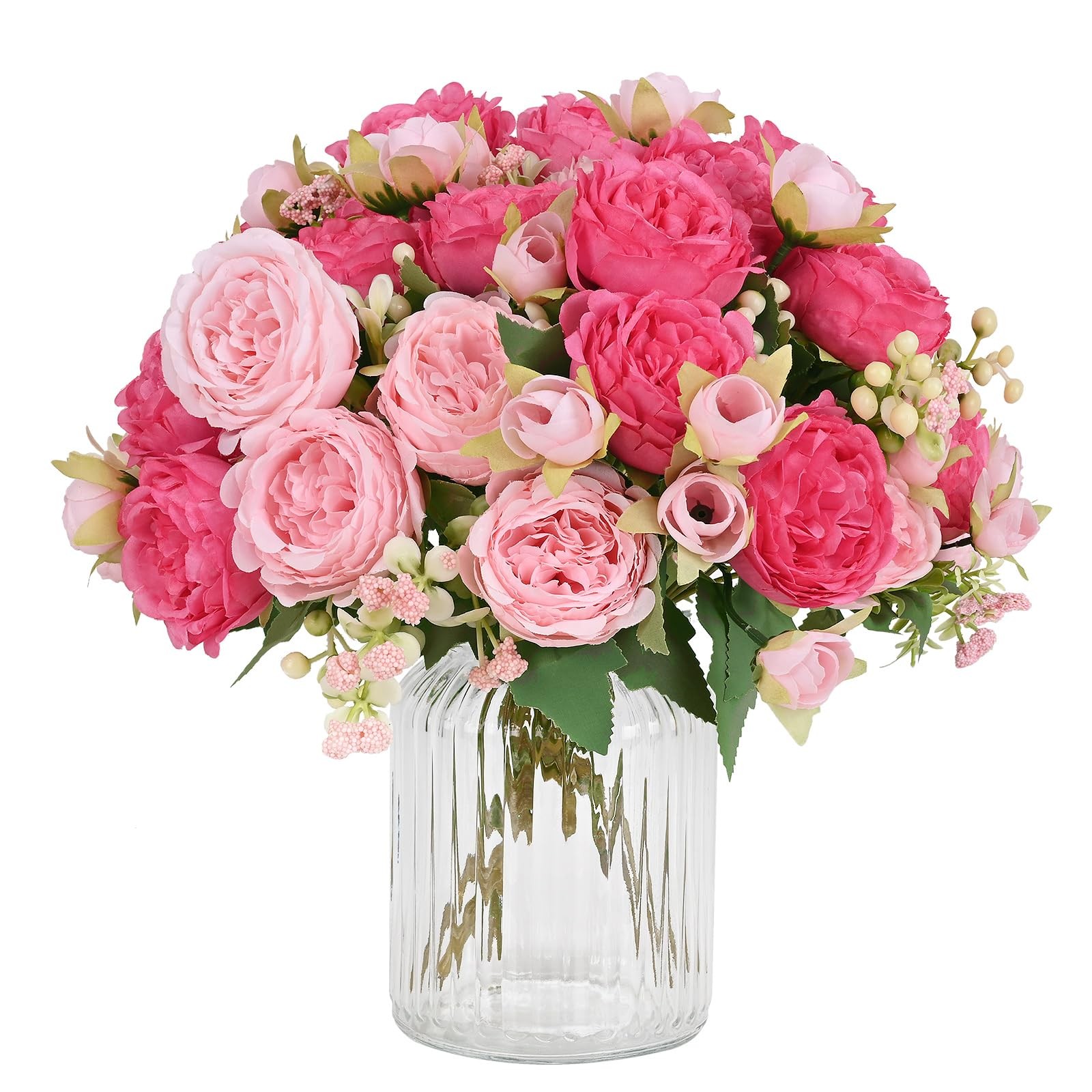 2 Packs Peonies Artificial Flowers, Mixed Pink Artificial Peonies, Silk Peoni…