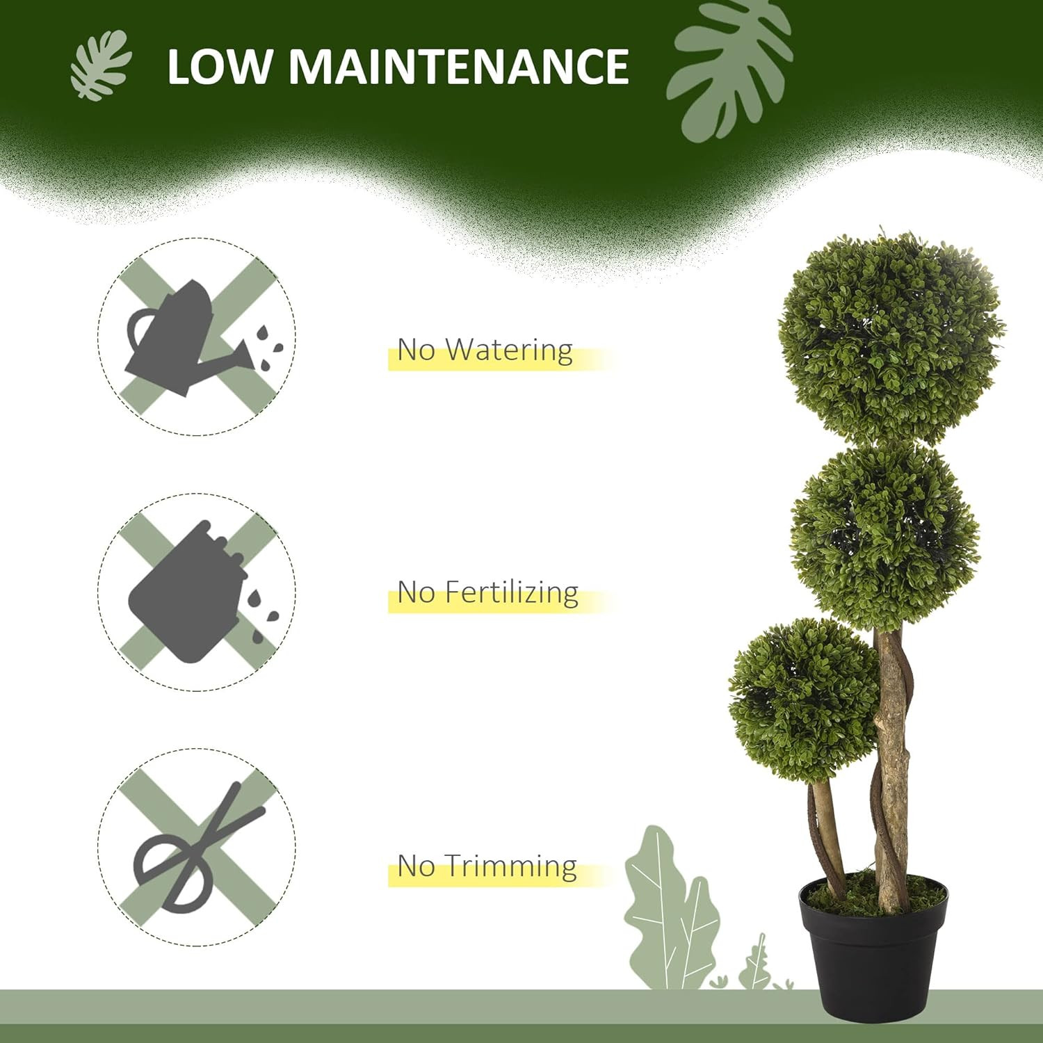 Artificial Plant 3 Ball Boxwood Topiary Tree Outdoor Light Green | Indoor & Outd