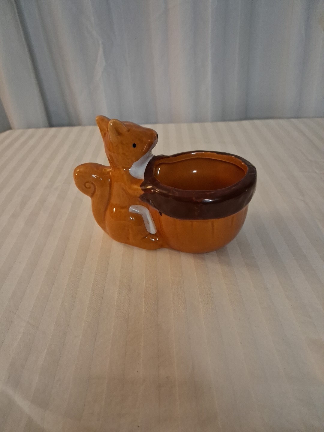 A Vintage Ceramic Squirrel Planter Mid-Century Cottage Core Glossy Glaze