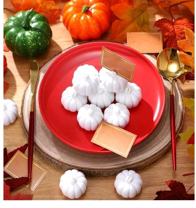12 pc. Artificial Harvest Fall Table Decor Mini Pumpkin Set White