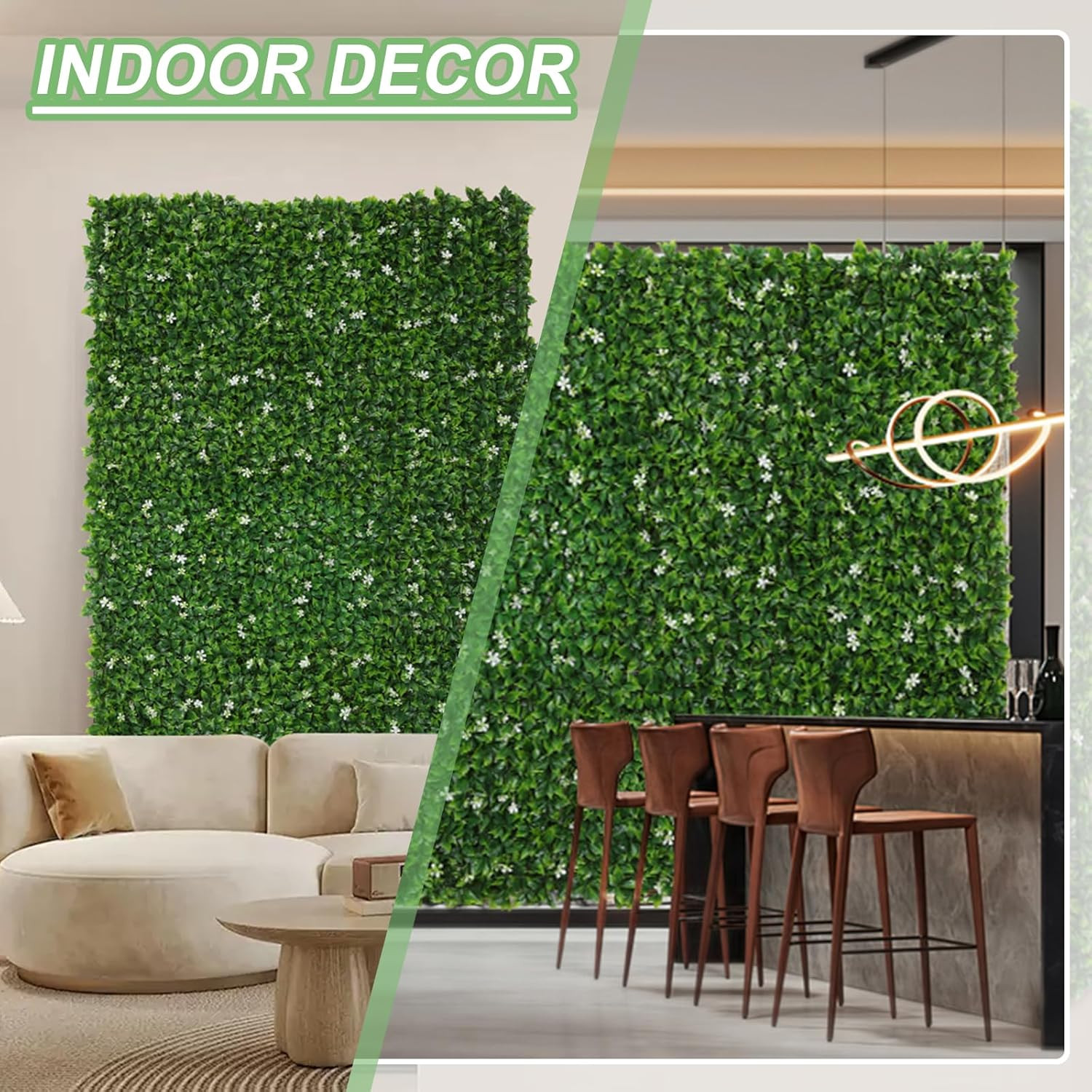 12PCS 20”×20” (Equal to 48Pcs of 10”X10”) Artificial Grass Wall Panels Greenery