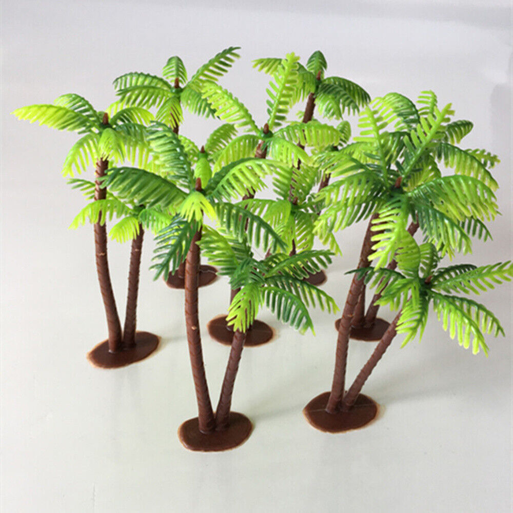 5Pcs scale model tree Mini Fake Coconut Palm Tree Micro Landscape Aquarium Fish