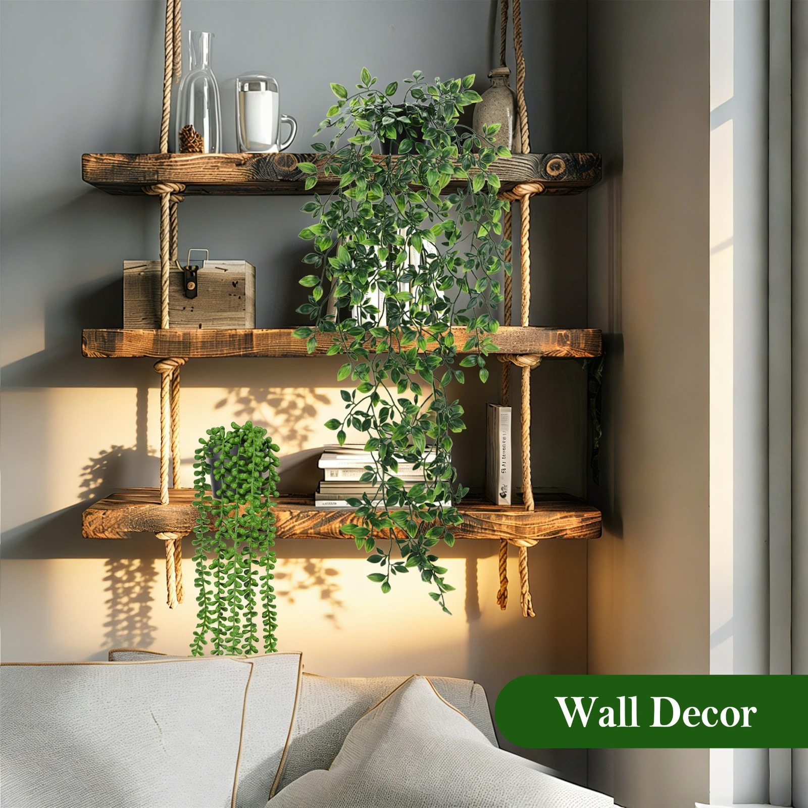 8Pcs Artificial Ivy Vine & Eucalyptus Hanging Plants – Faux Greenery for Home De