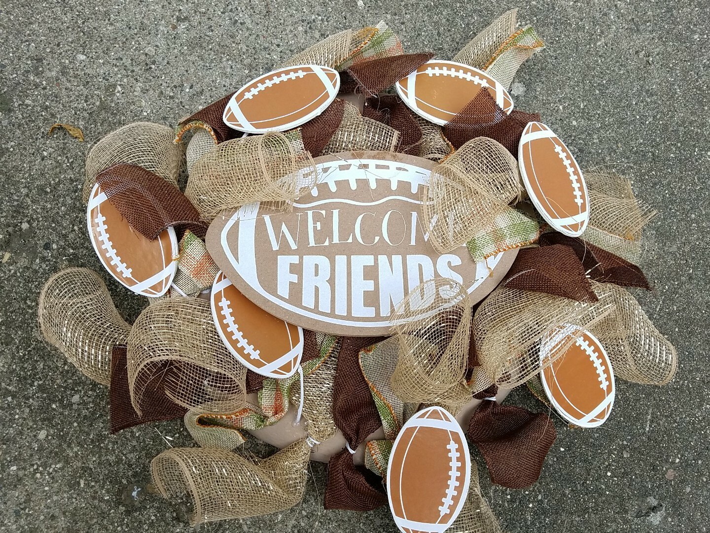 Welcome Friends Fall Football Wreath