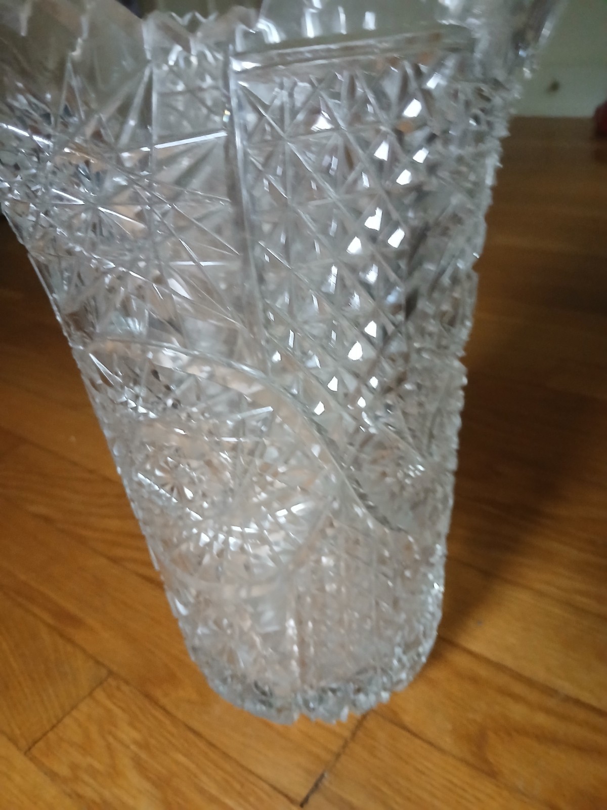 led crystal vase heavy no flaws mint condition