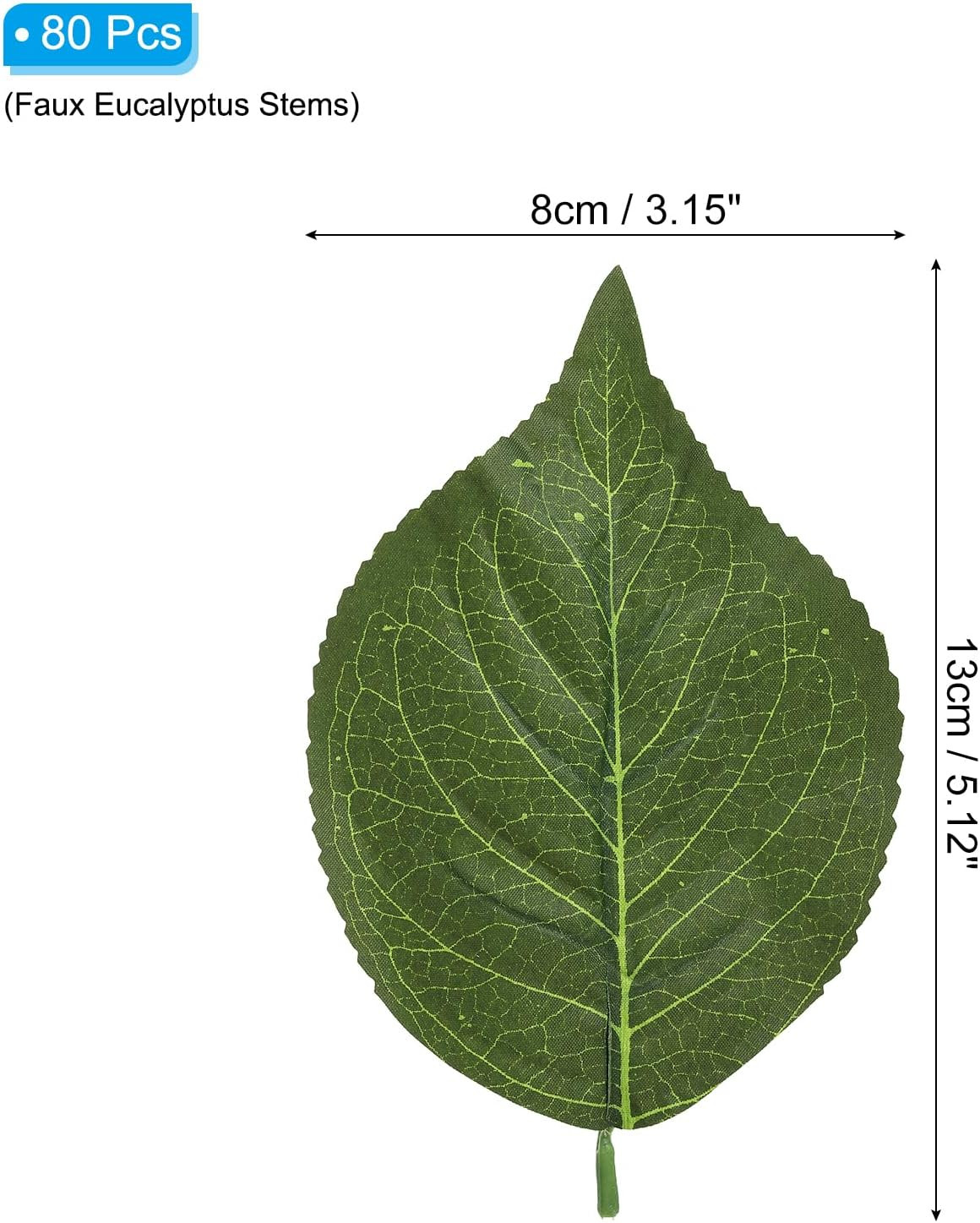 5.12X3.15 Artificial Silk Hydrangea Leaf, 80Pcs Artificial Greenery Fake Leaves