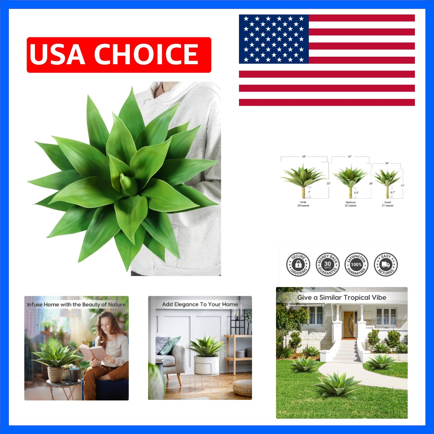 Fake Agave Artificial Plants, Fake Succulents Plant for Room Decor, Unpotted …