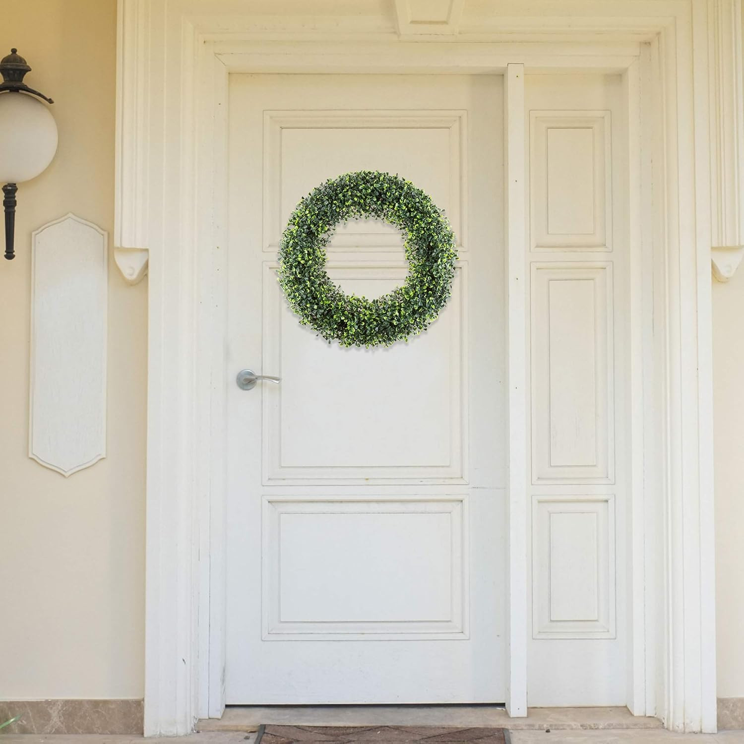 19.5-Inch Boxwood Wreath – round UV Resistant Artificial Spring, Summer, Fall, o
