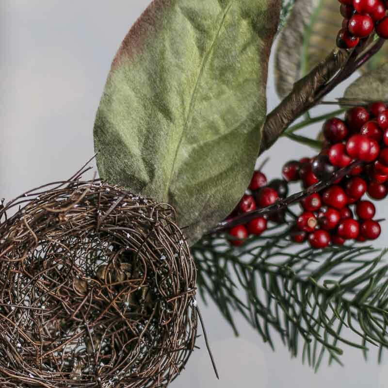 Set of 2 Artificial Winter Berry and Pheasant Floral 22″ Sprays with Nest