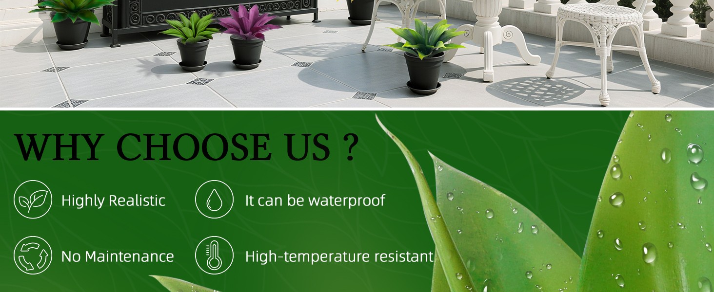Artificial Plants Outdoors Faux Agave Fake Greenery Outdoor Artificial Plant 28″