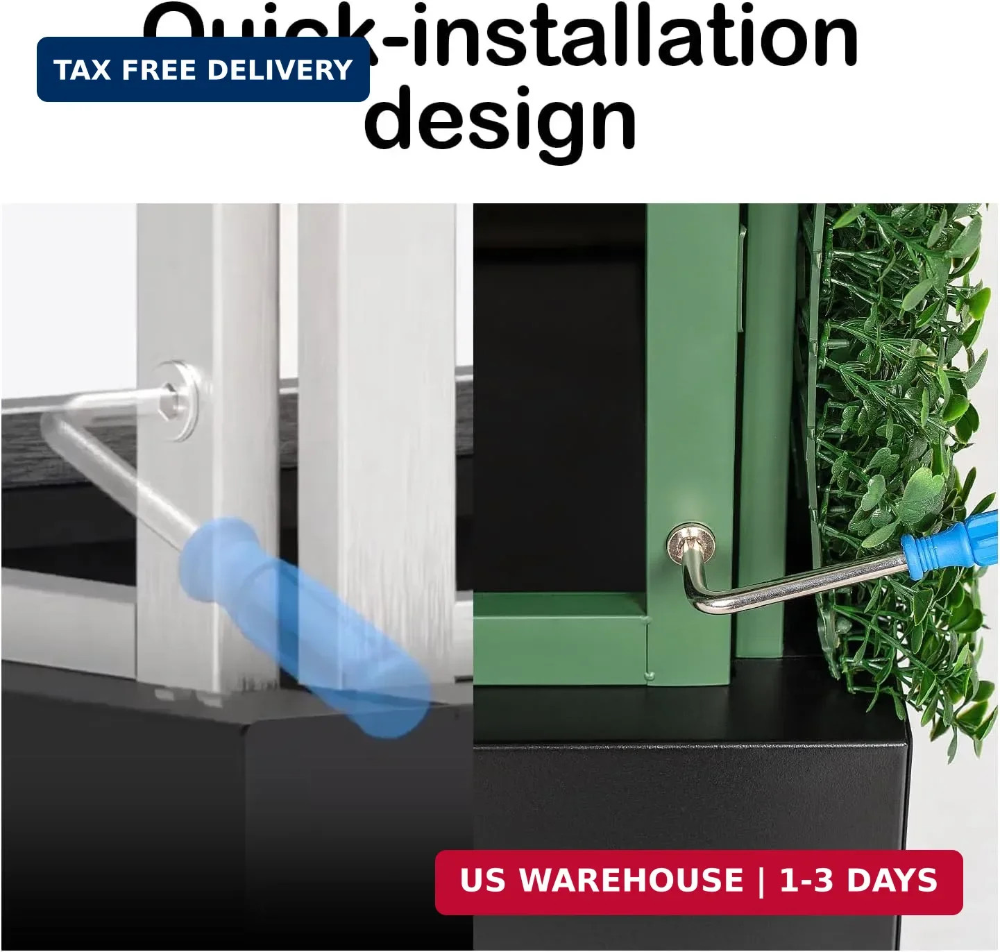 Artificial Boxwood Hedge Wall with Black Steel Planter Box | 48W X 48H X 14D in,