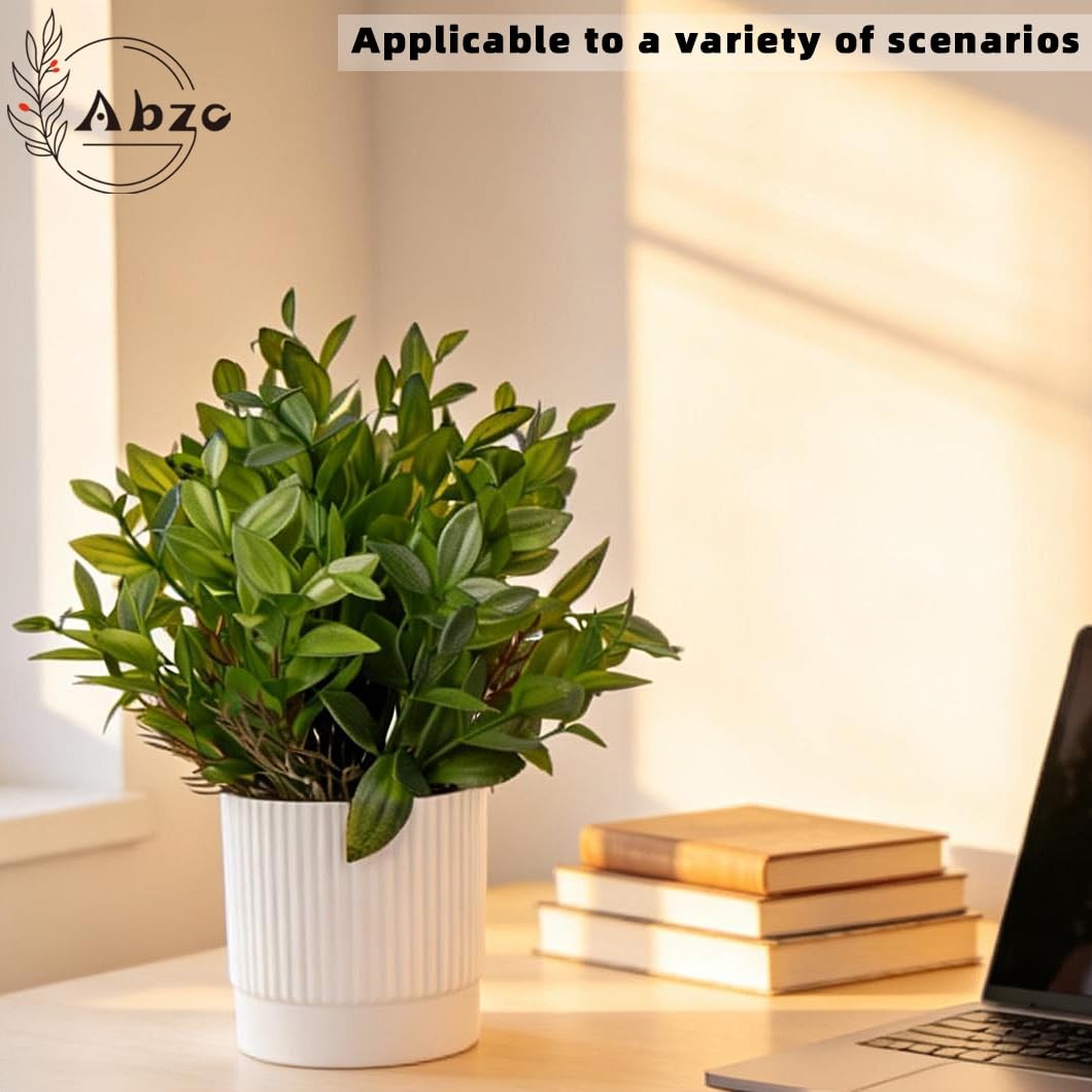 2 PCS Artificial Fake Potted Plastic Plants Table Desk Home Office Decor
