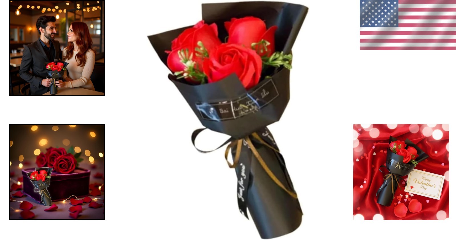 Elegant Red Rose Bouquet with 3 Heads Perfect Gift for Girlfriends and Friends