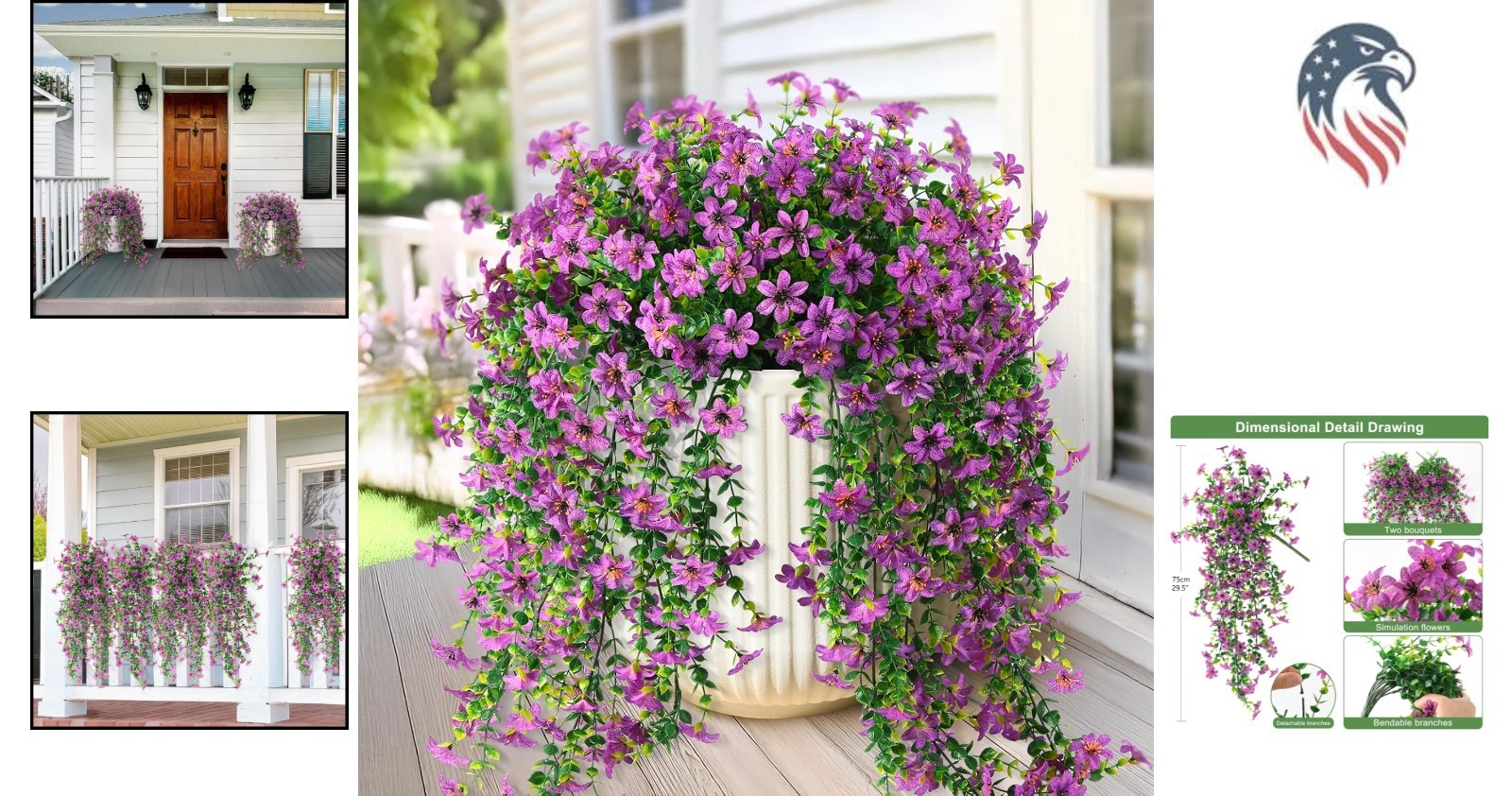 Artificial Daisy Flowers Plants Outdoor Indoor Hanging Decoration UV Resistant