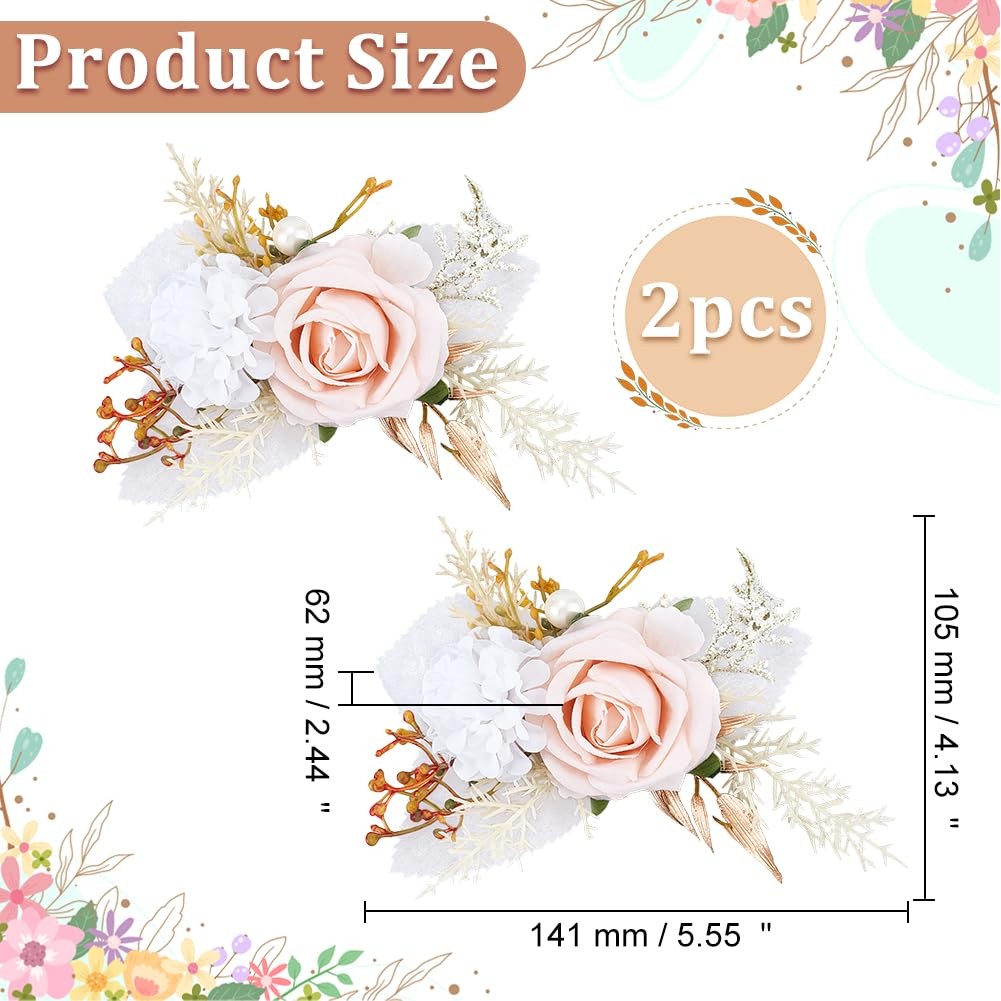 2 PCS Artificial Rose Flower Wrist Corsage Groom Boutonniere Wedding Prop