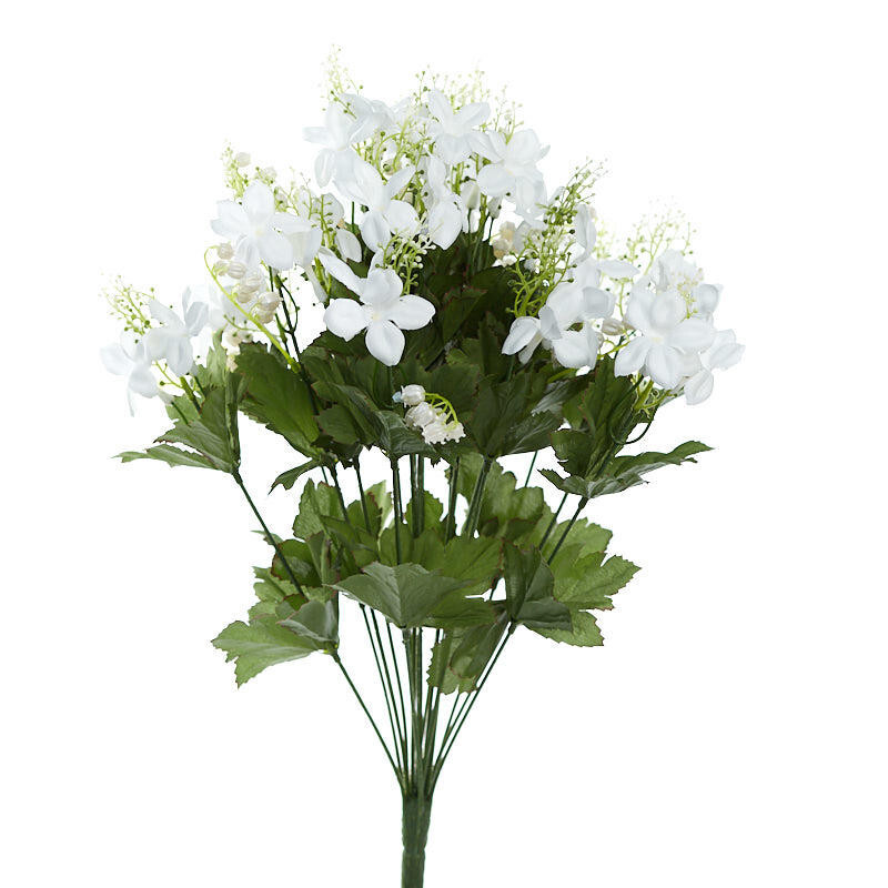 19″ Tall White Artificial Stephanotis and Lily of the Valley Floral Bush