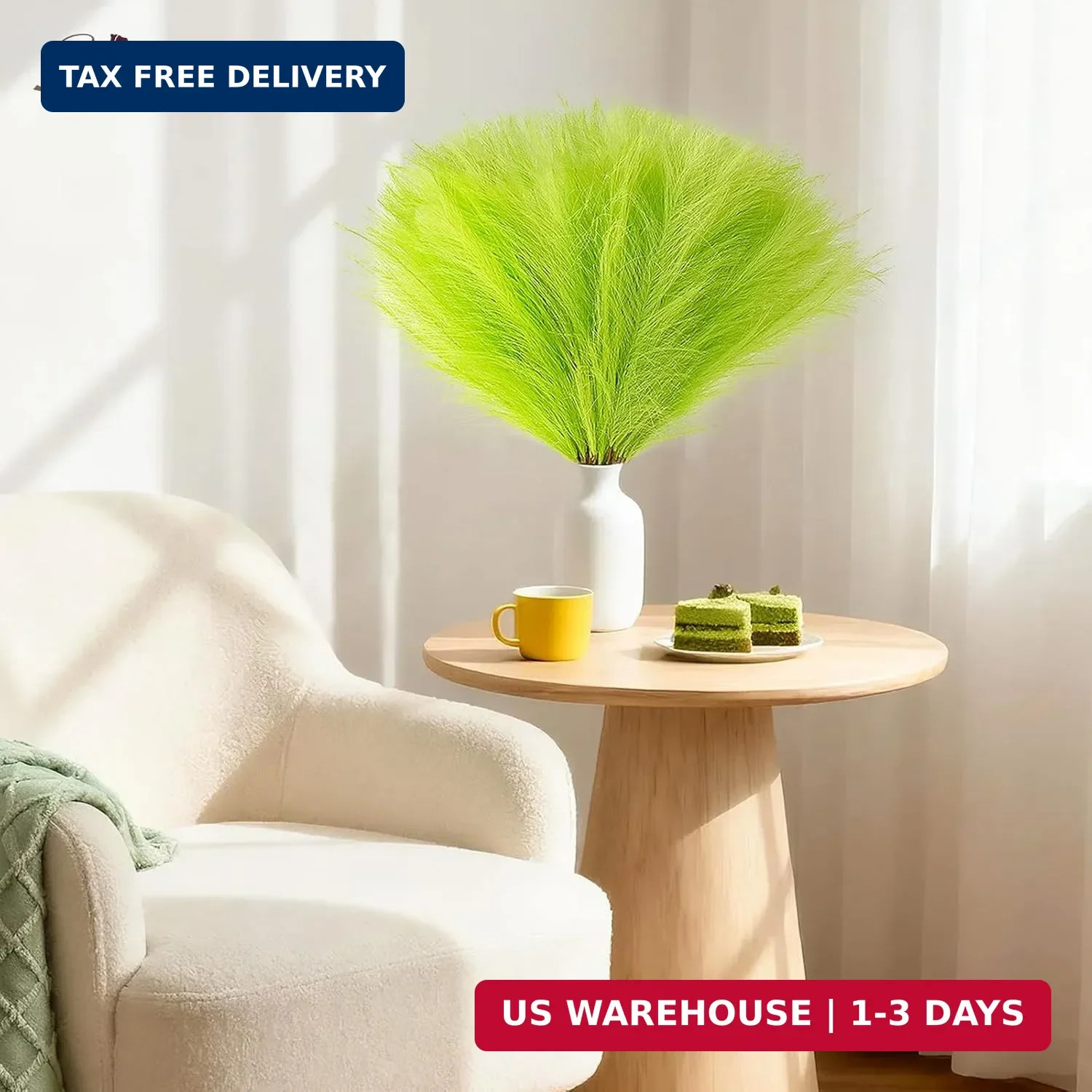 Serwalin 60PCS Pampas Grass Home Decor, 17.7Inch Light Green Faux Pampas Grass B