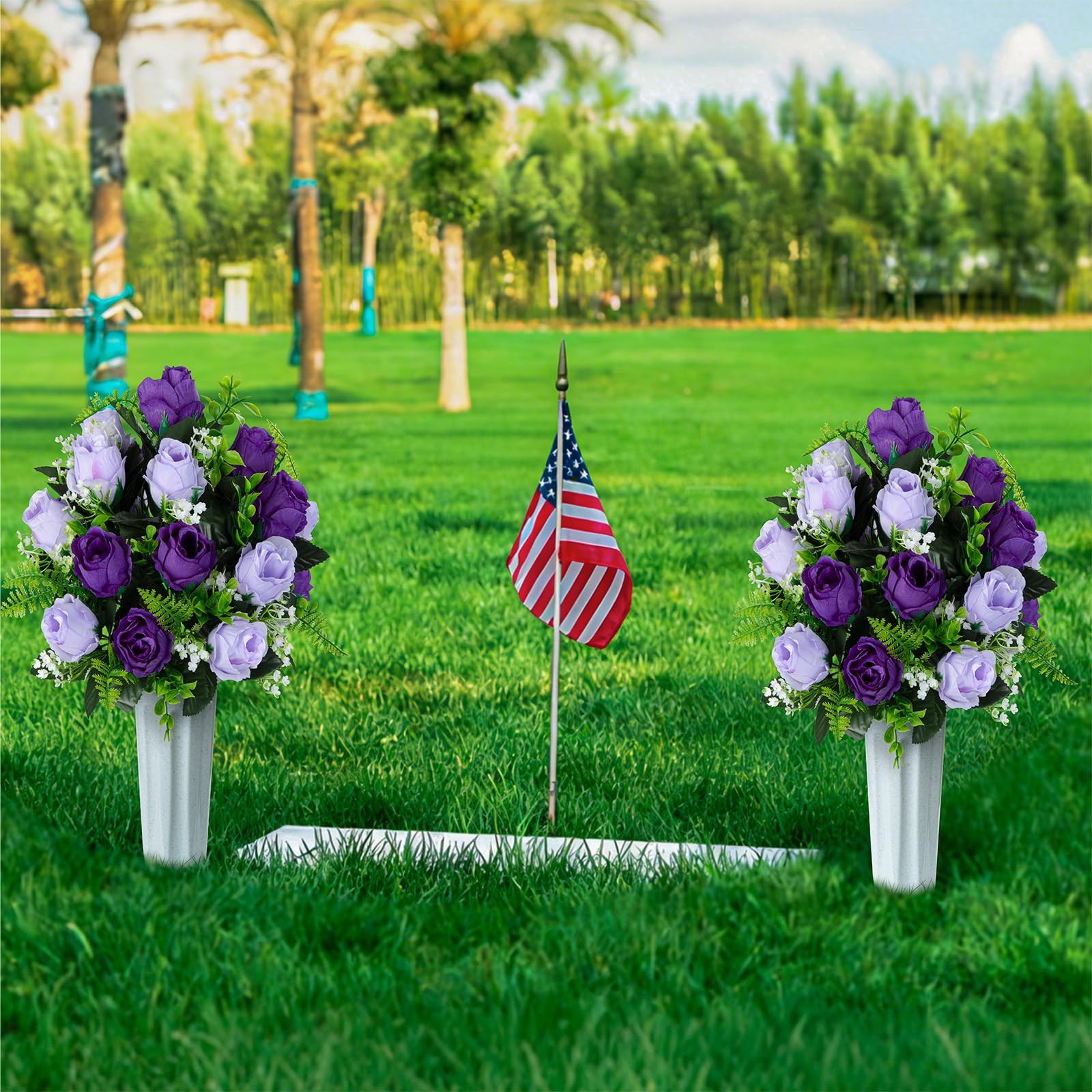Artificial Cemetery Flowers for Grave Decorations, Artificial Memorial Roses …