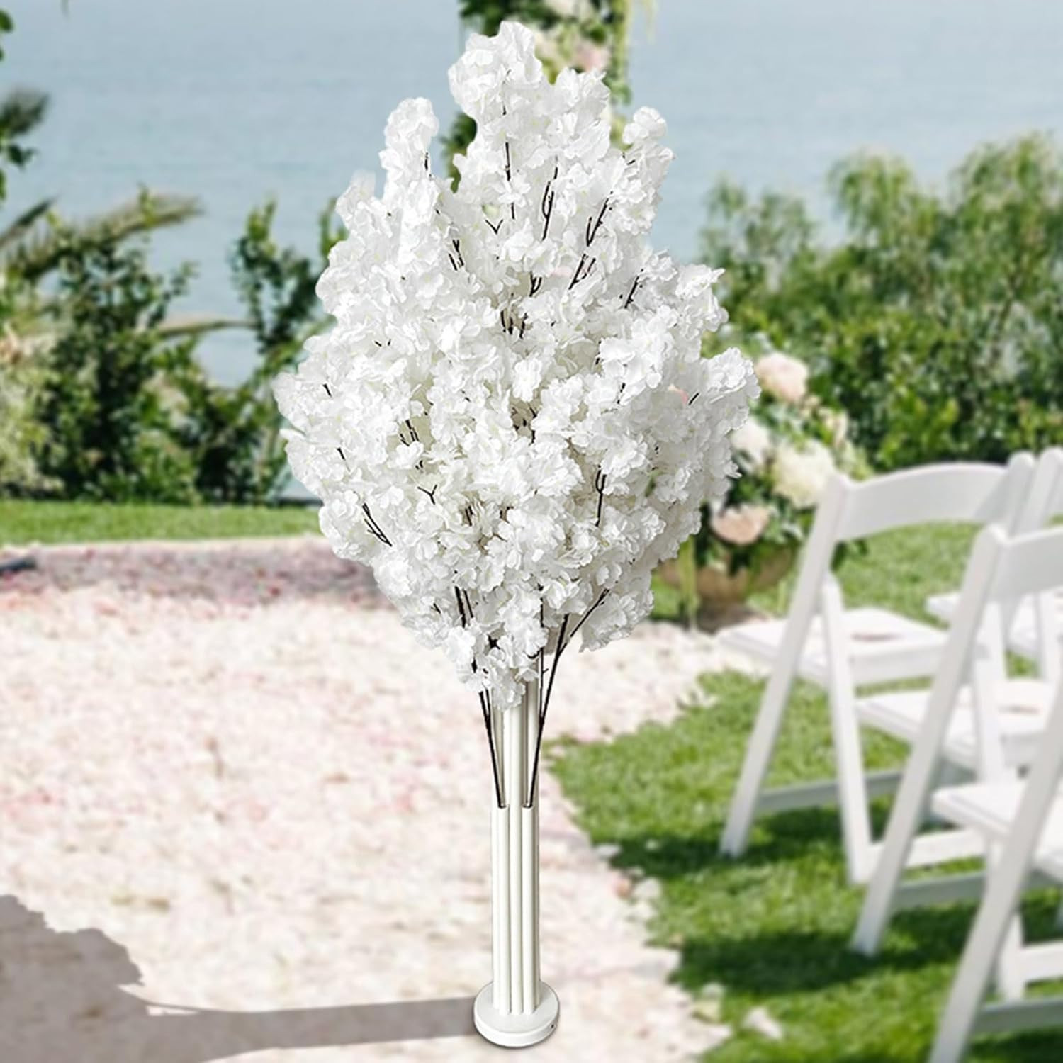 White Cherry Blossom Tree with Stand for Wedding & Party Decor