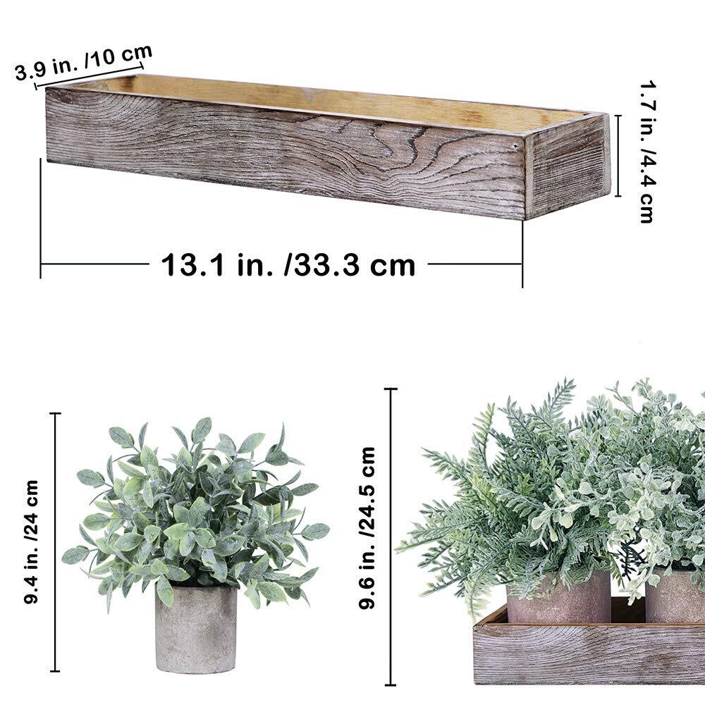 3 Pack Potted Plants Artificial Eucalyptus Boxwood Fern Greenery In Pots With Wo