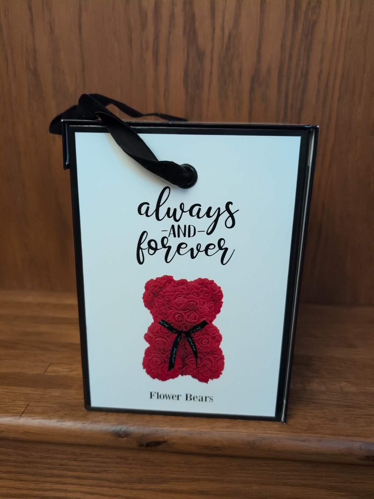 Always and Forever Pink Flower Bear With Box Artificial Rose Flowers