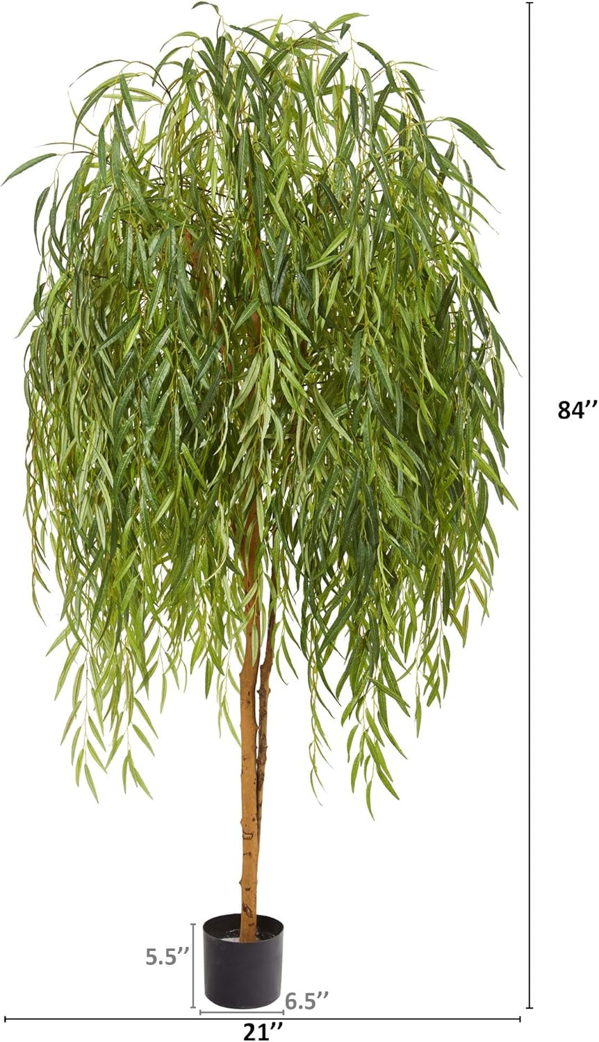 Elegant 7Ft Willow Artificial Silk Tree for Home Decor and Office Spaces