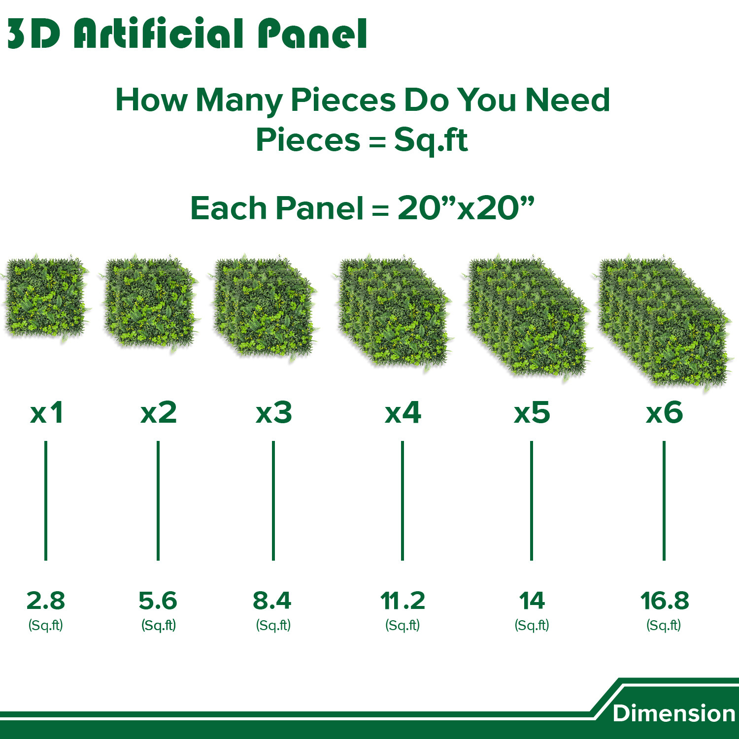 20″ Artificial Grass Mats 3D Mixed Plant Wall Hedge Decor For Home Festival #11