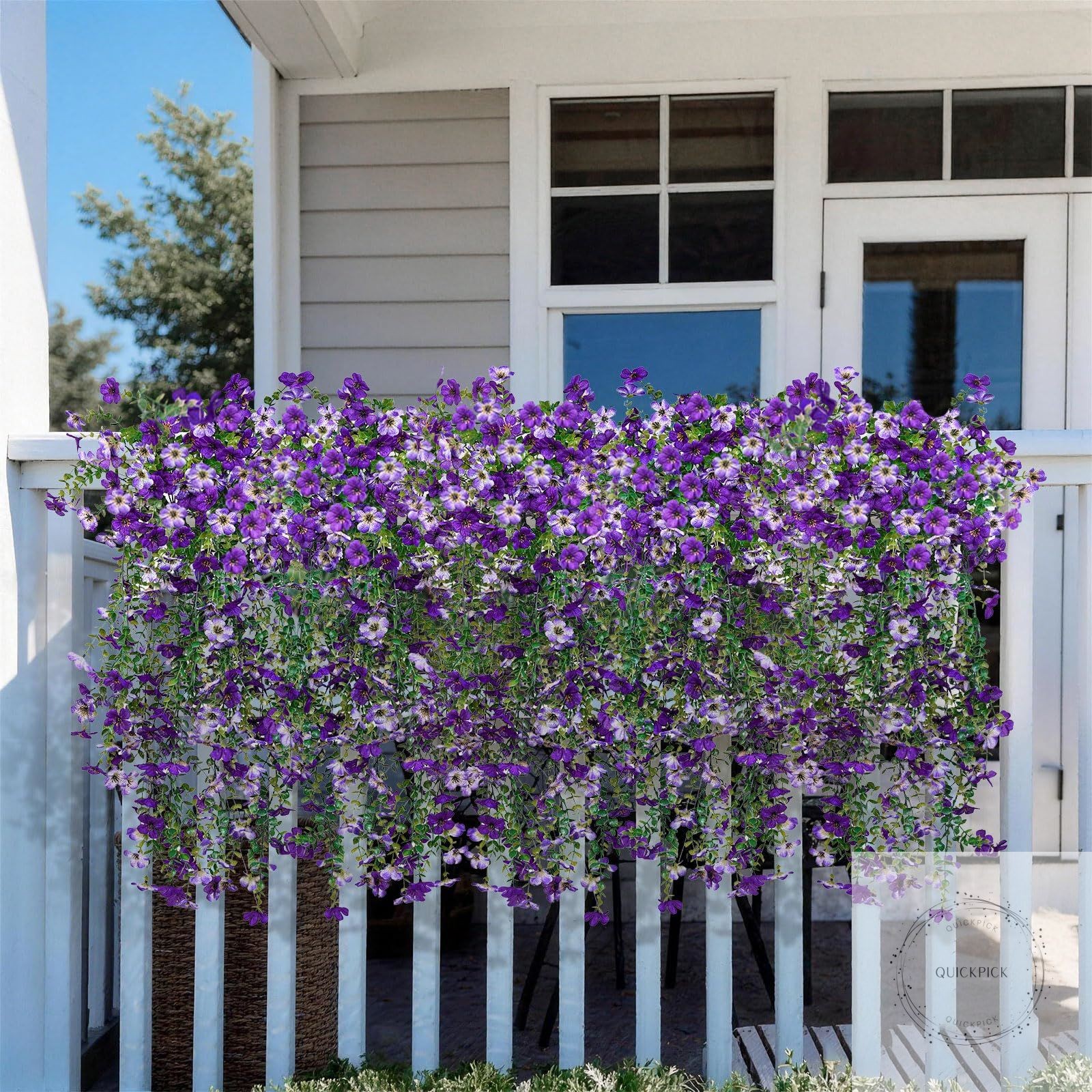 Artificial Hanging Flowers for Outdoors Faux Plants Spring Porch Decor, 2 Pcs